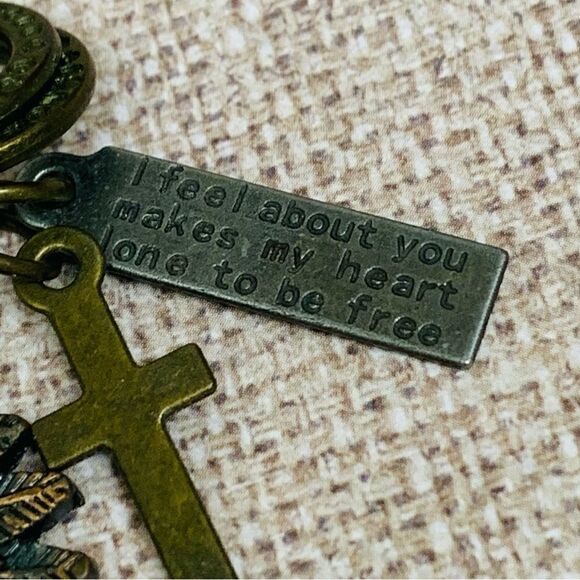 Copper Angel Wing Affirmation Leather Necklace - Picture 3 of 3